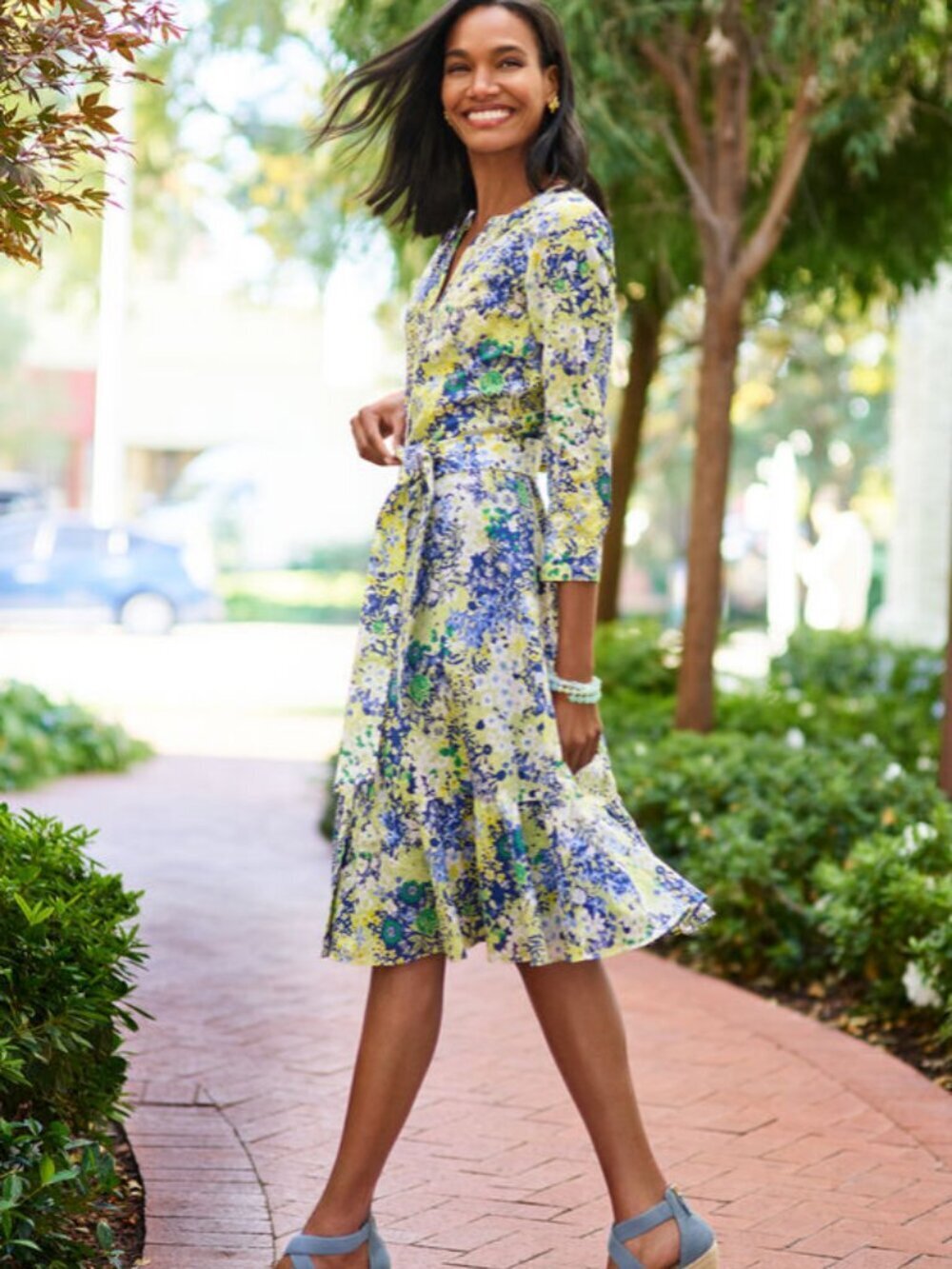 Talbots NEW Cotton Tie Waist Dress - Butterfly Garden Size 12